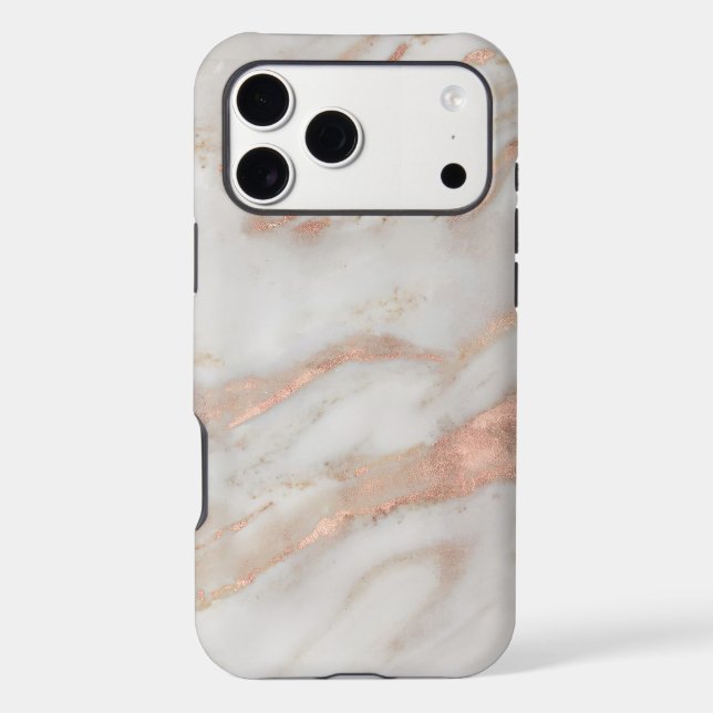 Rose-gold faux marble texture iphone case (Back)