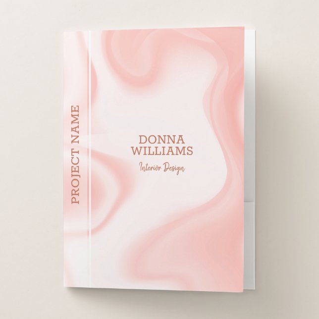 Rose-gold Faux Marble Texture Pocket Folder (Front)