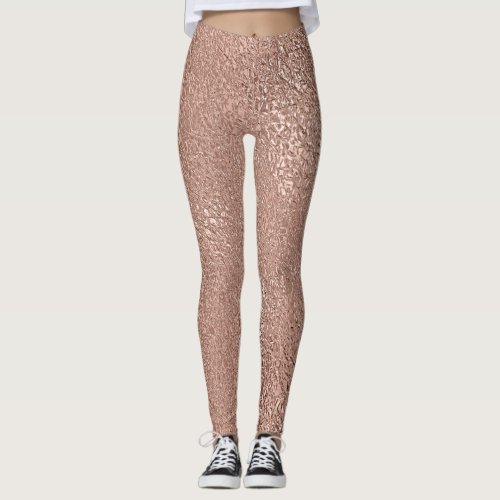 Rose Gold Faux Metallic Leggings