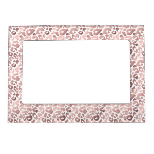 Rose Gold Faux Metallic Leopard Pattern Magnetic Frame