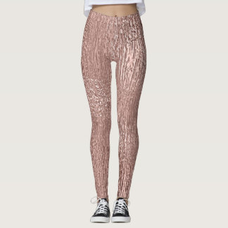 Rose Gold Faux Metallic Streaked Leggings