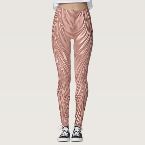 Rose Gold Faux Metallic Swirl Leggings