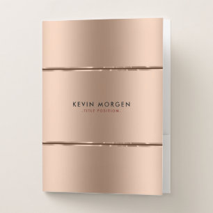 Rose-gold faux metallic texture pocket folder