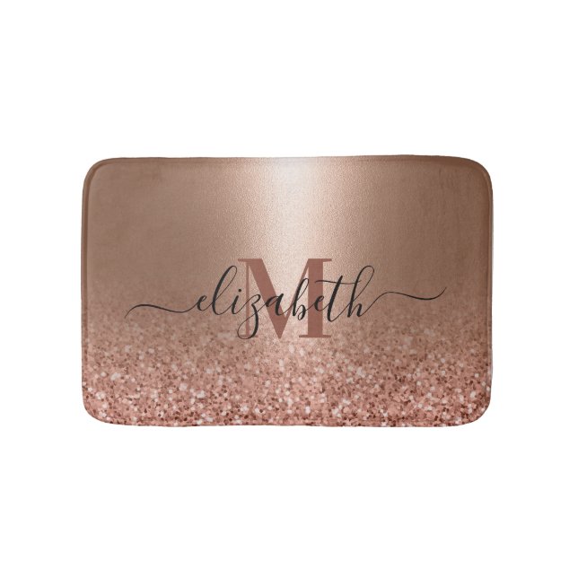 Rose Gold Faux Pink Glitter Bath Mat (Front)