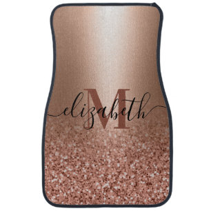 Rose Gold Faux Pink Glitter Car Floor Mat