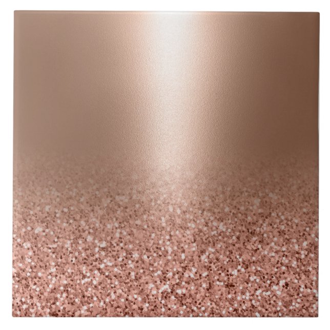 Rose Gold Faux Pink Glitter Ceramic Tile (Front)
