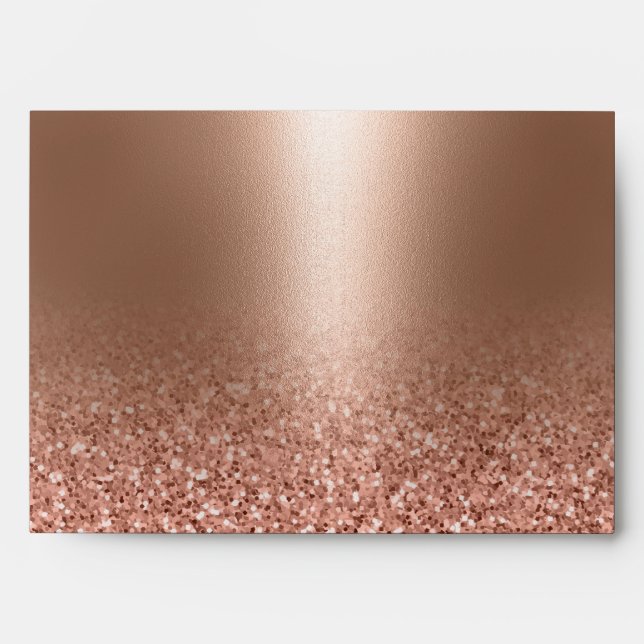 Rose Gold Faux Pink Glitter Envelope (Front)