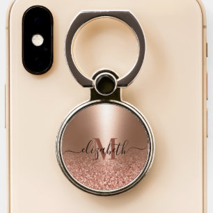 Rose Gold Faux Pink Glitter Phone Ring Stand