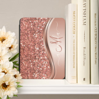Rose Gold Faux Sequin Glitter Handwritten Kindle Cover