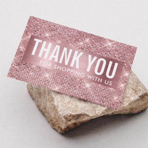 Rose Gold Faux Shimmer  Foil Business Thank You Business Card