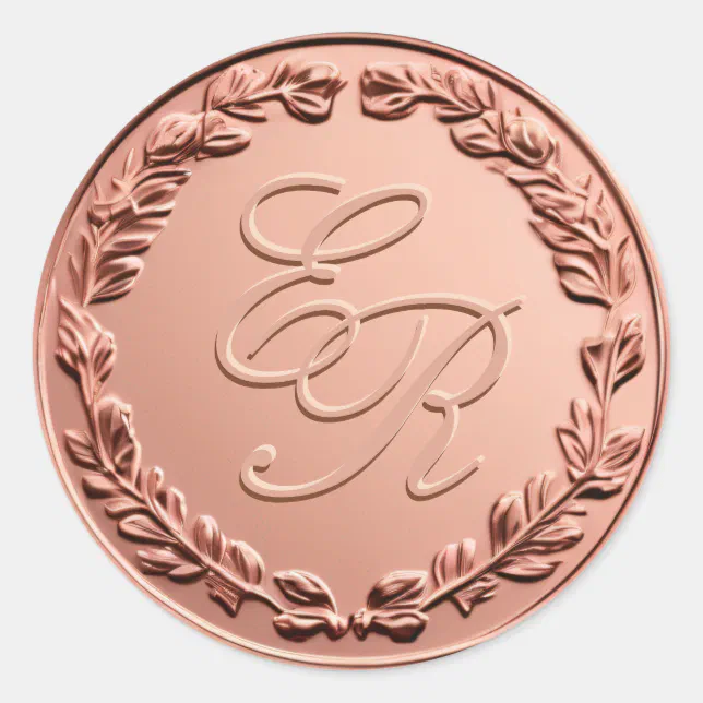 Rose Gold Faux Wax Envelope Seal Monogram Sticker | Zazzle