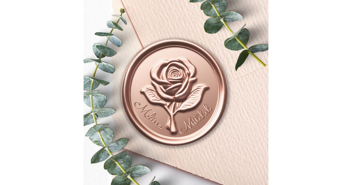 Rose Gold Faux Wax Wedding Envelope Seal Sticker | Zazzle