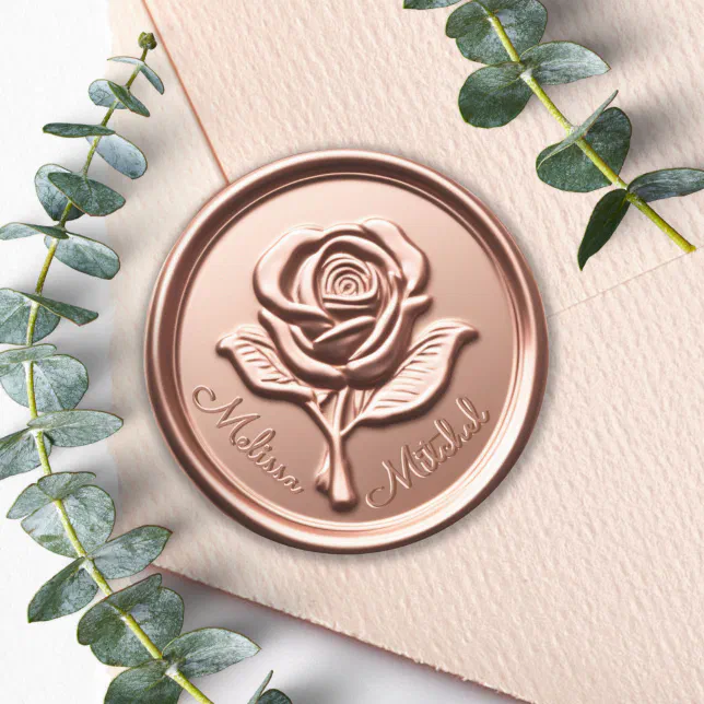 Rose Gold Faux Wax Wedding Envelope Seal Sticker | Zazzle
