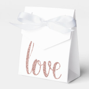 Rose gold favor boxes, love, glitter font boxes
