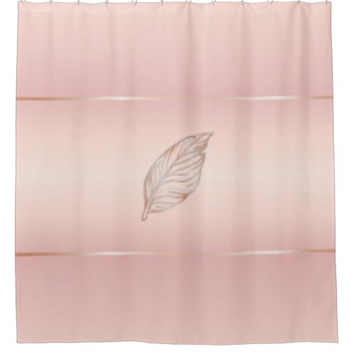 Rose Gold Feather Blush Gradient Shower Curtain