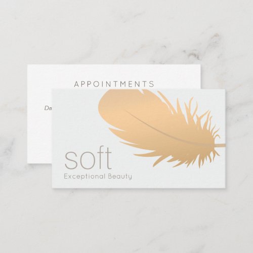 Rose Gold Feather Esthetician Appointment  Busine Business Card