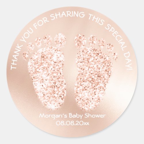 Rose Gold Feet Baby Shower Favor Gift Thank Spark Classic Round Sticker