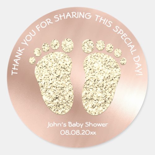 Rose Gold Feet Baby Shower Favor Gift Thank You Classic Round Sticker