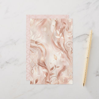 Rose Gold Feminine Aesthetic Two-Sided Paper Sheet