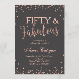 Rose Gold Fifty and Fabulous Birthday Invitation
