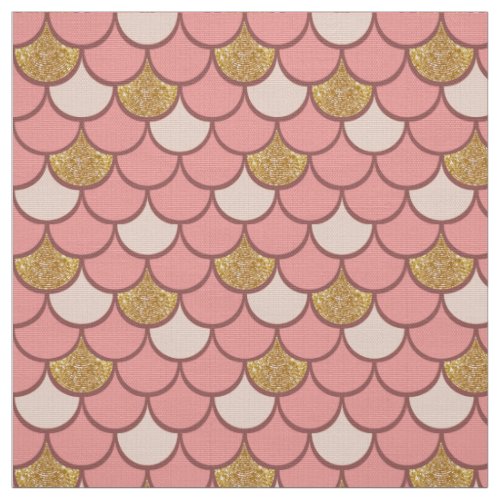 Rose gold fish scale pattern with glitter effect fabric