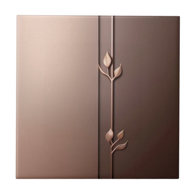 Rose gold flora detailo Ceramic Tile (Front)