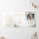 Rose &amp; Gold Floral 6 Photo Poem Funeral Program