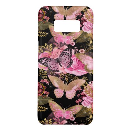 Rose Gold Floral and Butterfly Girly Pattern Case-Mate Samsung Galaxy S8 Case