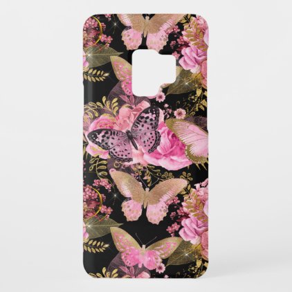 Rose Gold Floral and Butterfly Girly Pattern Case-Mate Samsung Galaxy S9 Case