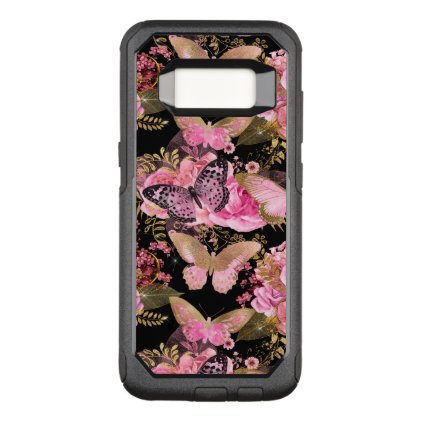 Rose Gold Floral and Butterfly Girly Pattern OtterBox Commuter Samsung Galaxy S8 Case