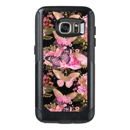 Rose Gold Floral and Butterfly Girly Pattern OtterBox Samsung Galaxy S7 Case