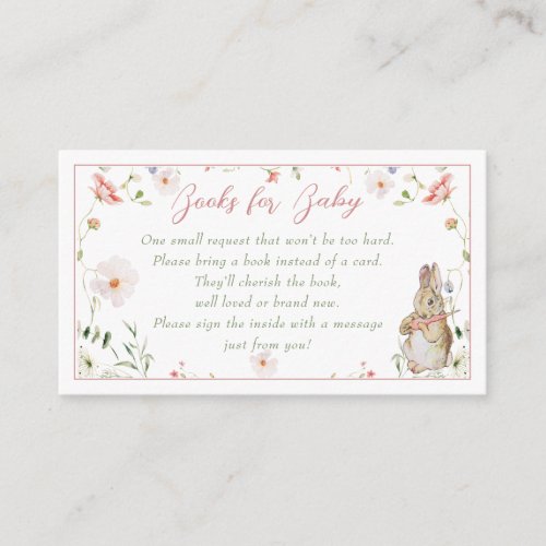 Rose Gold Floral Baby Bunny Baby Shower Enclosure Card
