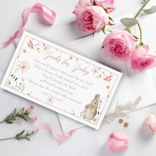 Rose Gold Floral Baby Bunny Baby Shower Enclosure Card