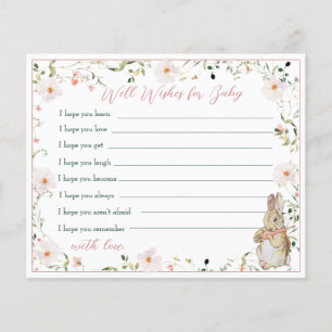 Rose Gold Floral Baby Bunny Shower Advice Card