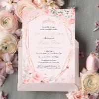Rose Gold Floral Blush Pink Butterfly Quinceanera