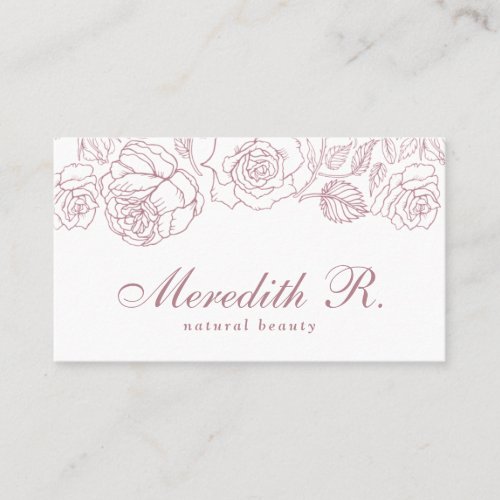 Rose Gold Floral Border Elegant Signature Script Business Card