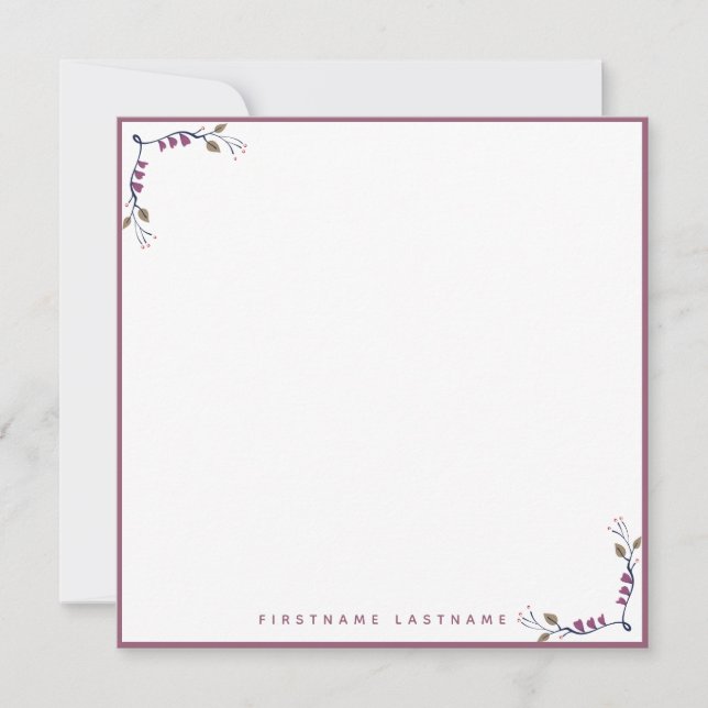 Rose Gold Floral Border Note Card (Front)