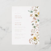 Rose Gold Floral Bridal Shower Foil Invitation (Standing Front)