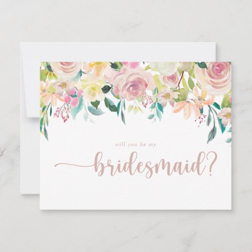 Rose Gold Floral Bridesmaid Proposal Note Card