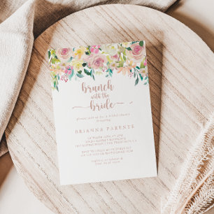Rose Gold Floral Brunch with the Bride Shower Invitation