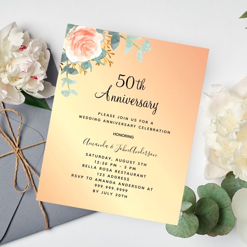 Rose gold floral budget 50th wedding anniversary