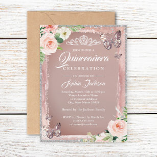 Rose Gold Dress Quinceañera Invitation – Vitedly