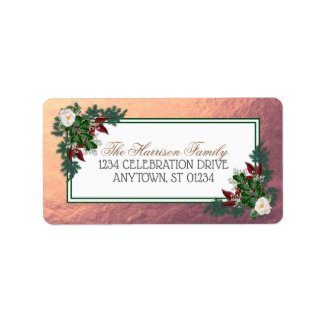 Rose Gold Floral Christmas Address Labels