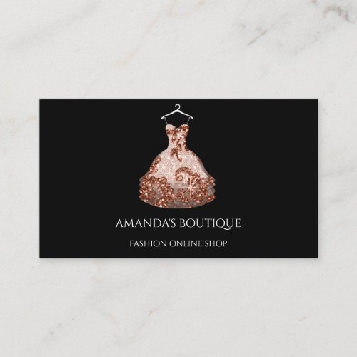 Rose Gold Floral Dress Logo Fashion Event Stylist Business Card