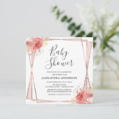 Rose Gold Floral Elegant Modern Baby Shower Invitation (Standing Front)