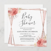 Rose Gold Floral Elegant Modern Baby Shower Invitation (Front/Back)