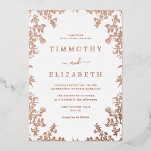 Rose Gold Floral Elegant Wedding Foil Invitation