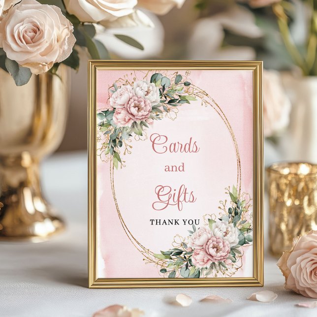 Rose Gold Floral Eucalyptus Cards and Gifts Baby  Poster (Rose Gold Floral Eucalyptus Cards and Gifts Baby Sign)
