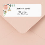 Rose gold floral eucalyptus return address  label<br><div class="desc">A rose gold and blush pink rose,  floral and eucalyptus greenery and faux gold foliage.  Personalize and add your name and address. Black letters.</div>
