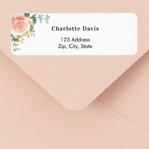 Pink Blush Botanical Floral Wedding Address Labels, Zazzle
